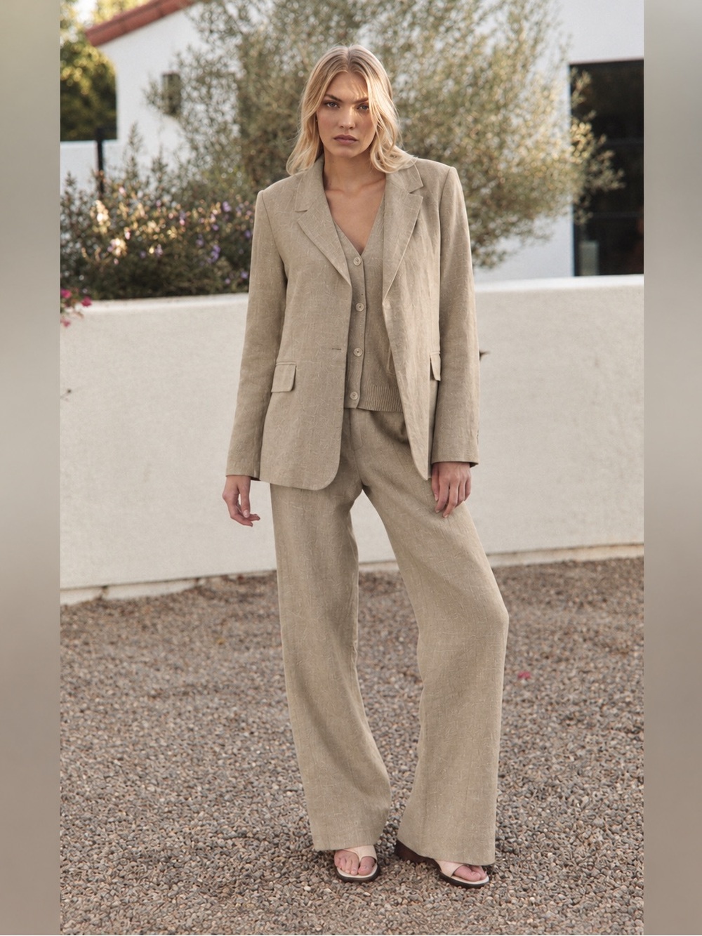 Alp N Rock EMERSON LINEN BLAZER + BIANCA LINEN PANT in TAN SET S